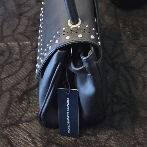 French Connection Bellita Black Stud Mini Crossbody with Top Handle NWT - Picture 6 of 17